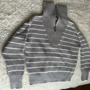 Z supply zip shawl collar striped sweater